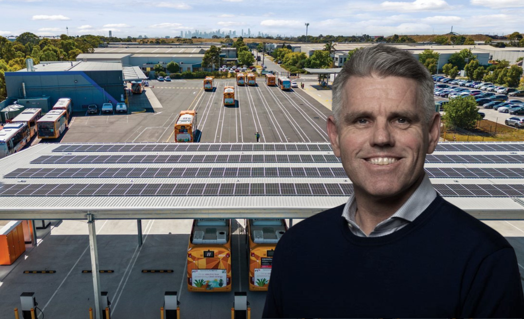 TPG’s $4b deal for Kinetic backs a major push to electrify Australia’s heavy transport sector. Pictured: Kinetic Group CEO Michael Sewards in front of electrified buses.
