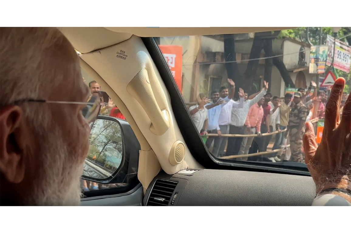 PM Modi holds massive roadshow in Asansol ahead of West Bengal assembly polls