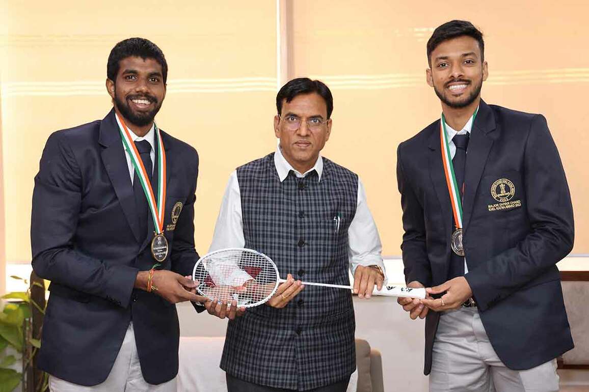 Satwiksairaj Rankireddy, Chirag Shetty receive Major Dhyan Chand Khel Ratna award