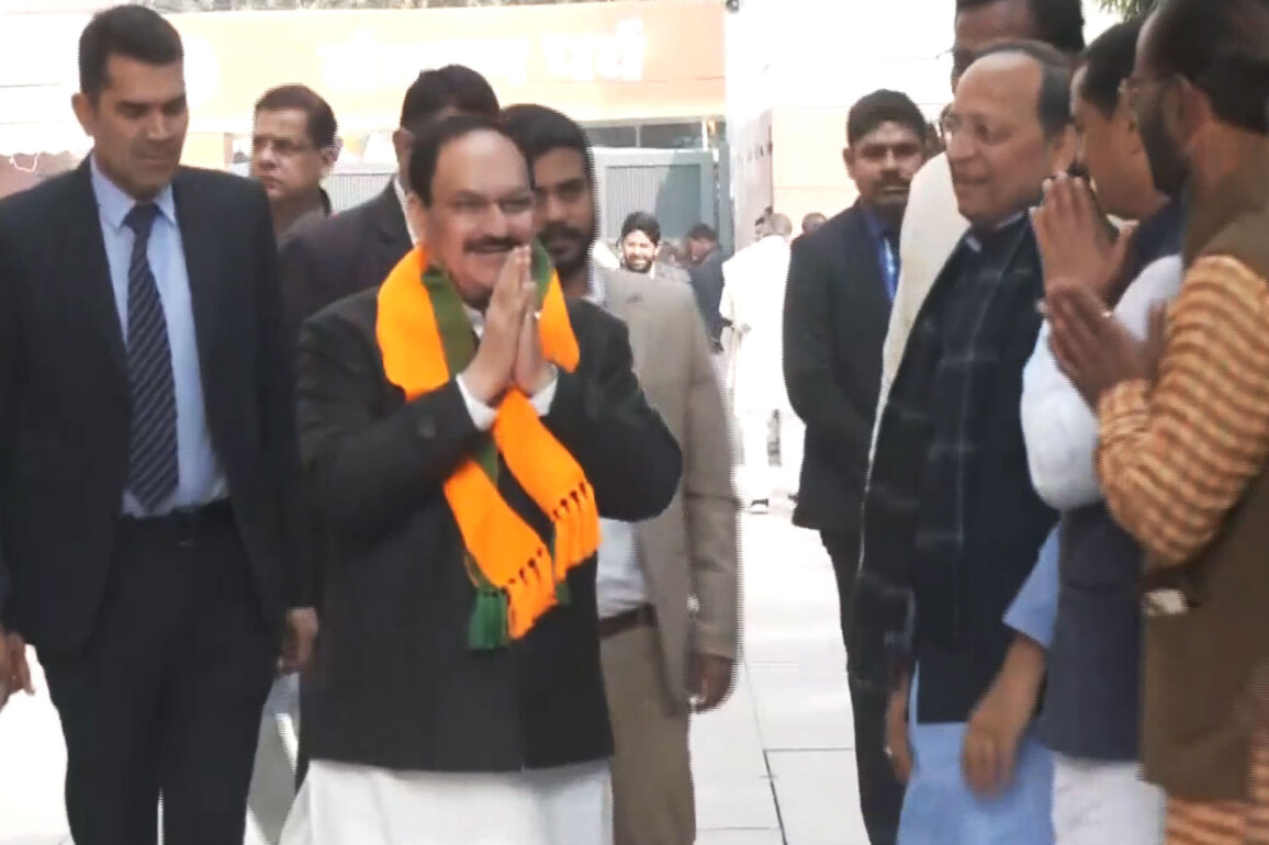 Delhi: JP Nadda arrives at BJP headquarters ahead of National President nominations