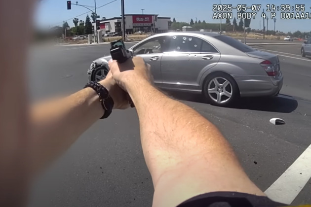 Video- Fresno suspect rams, shoots at ex-girlfriends car with child inside before police shooting