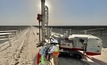  One of the two Comacchio MC 8 rigs equipped with a 5,000daN mast and a 1,400daNm rotary head that are being used to install the foundations for a solar farm in the UAE