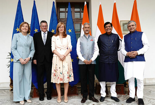 S Jaishankar and Piyush Goyal at the The 2nd India - EU Trade and Technology Council meeting