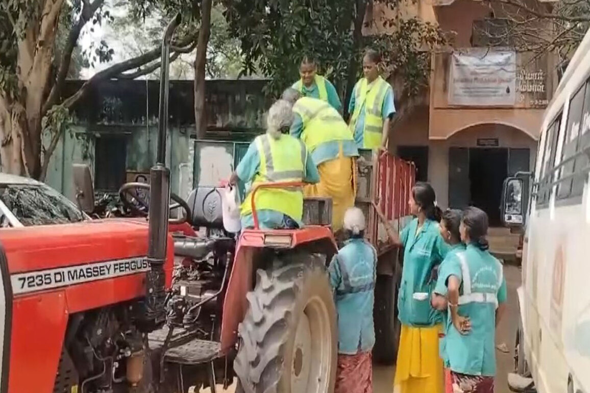 Sanitation workers' dignity: Women transported in a garbage truck to medical camp in TN