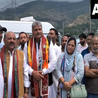 "Festival-like atmosphere in J-K," Dy CM Surinder Chaudhary welcomes first batch of Amarnath Yatra pilgrims in Banihal