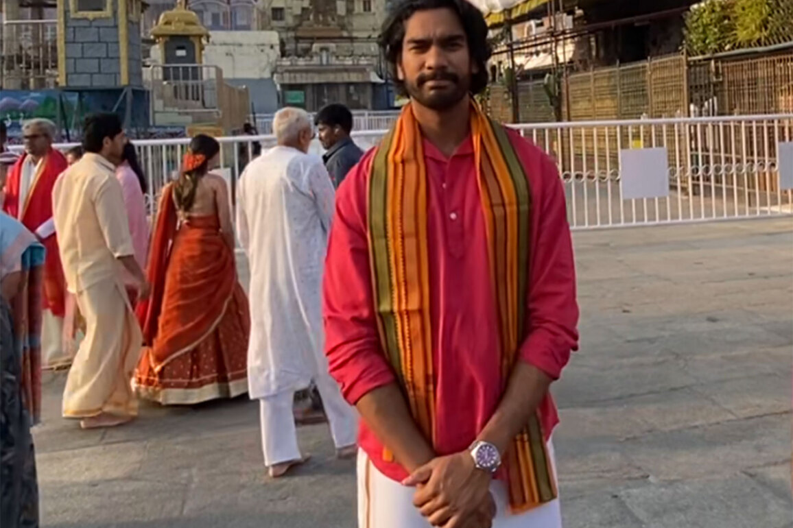 Cricketer Venkatesh Iyer visits Tirupati temple, offers prayers