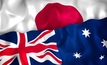 Japanese and Australian flags together. Artwork by MDV Edwards.