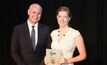  Sally Commins receiving her APGA Young Achievement award from Qld assistant minister for Transport & Infrastructure Glenn Butcher.