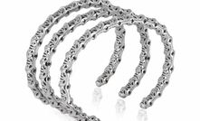 Platinum cuff named after the Cuff of White Brightness belonging to the brave Prince of the Dawnin the story of the Lost Jewels of Caledonia