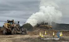 A remote-controlled dozer being used to help temporarily seal Grosvenor. Photo courtesy Anglo American