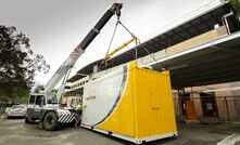 Redflow's batteries connect up inside a sea container. 