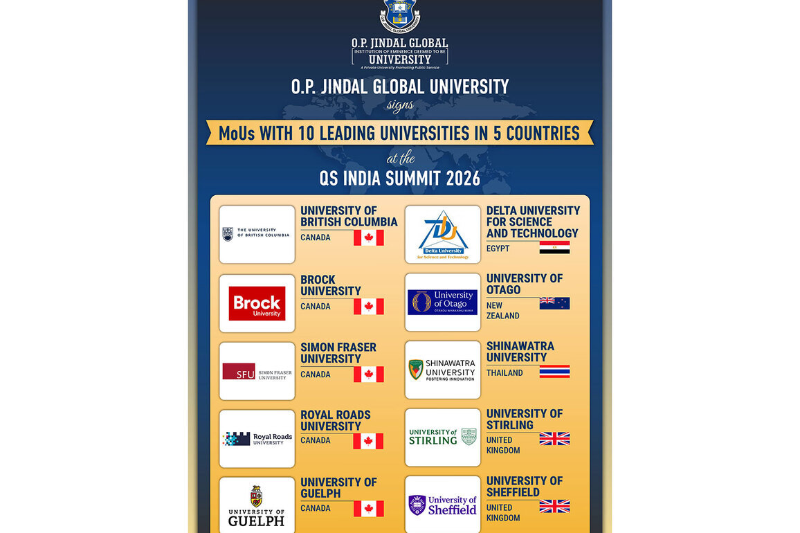 JGU Signs MoUs with 10 leading Universities in 5 Countries at the QS India Summit