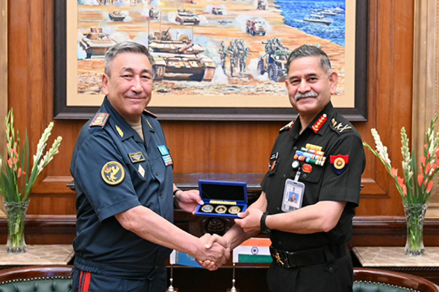 Kazakhstan's first Deputy Defence Minister Sultan Kamaletdinov calls on COAS Gen Upendra Dwivedi to boost defence cooperation
