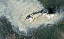 Smoke billowing from the Shoe fire in Saskatchewan, Canada, on May 10, 2025