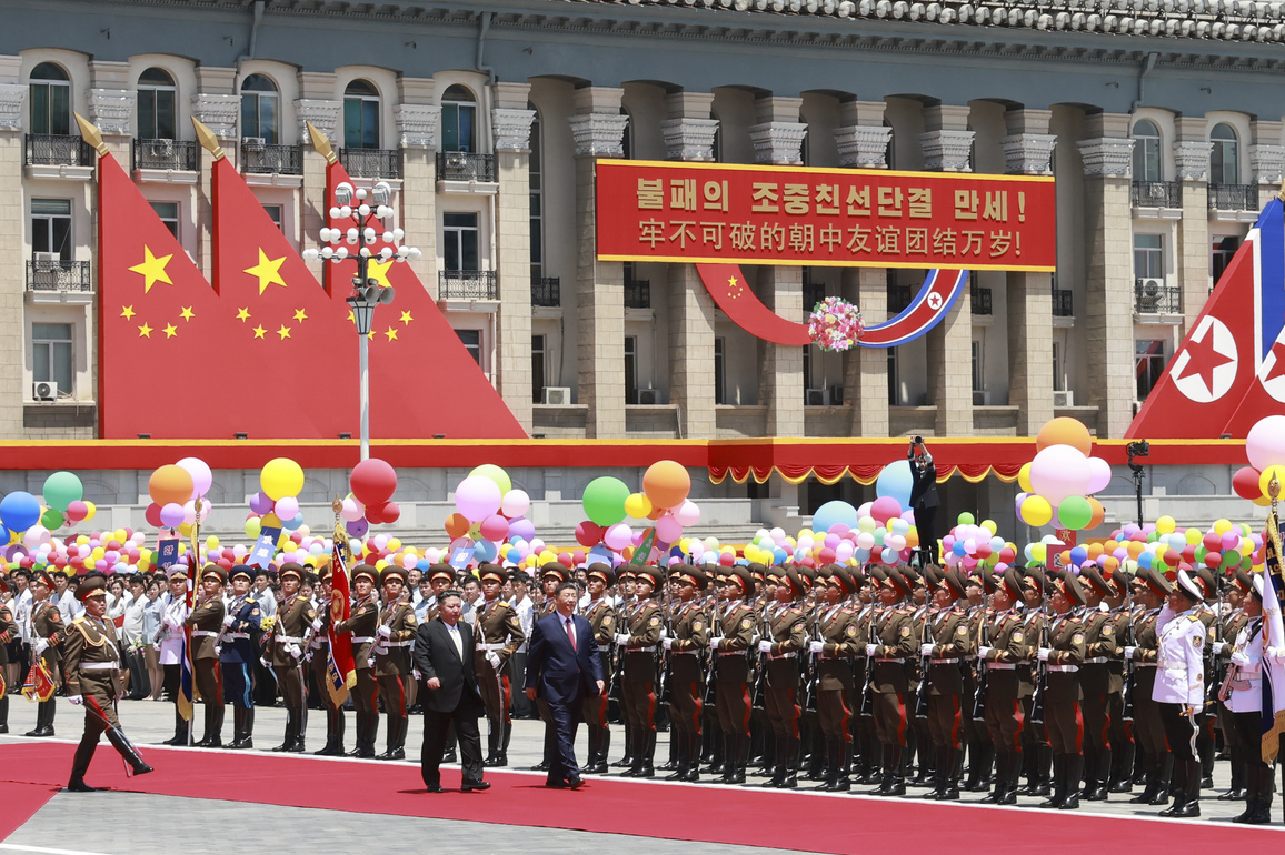 DPRK-PYONGYANG-CHINA-XI JINPING-KIM JONG UN-WELCOME CEREMONY