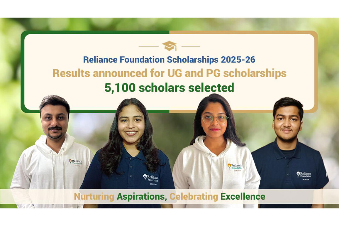 Reliance Foundation announces scholarship results on the eve of Dhirubhai Ambani's birth anniversary; Selected UG & PG scholars to receive up to Rs 2 lakh & Rs 6 lakh respectively