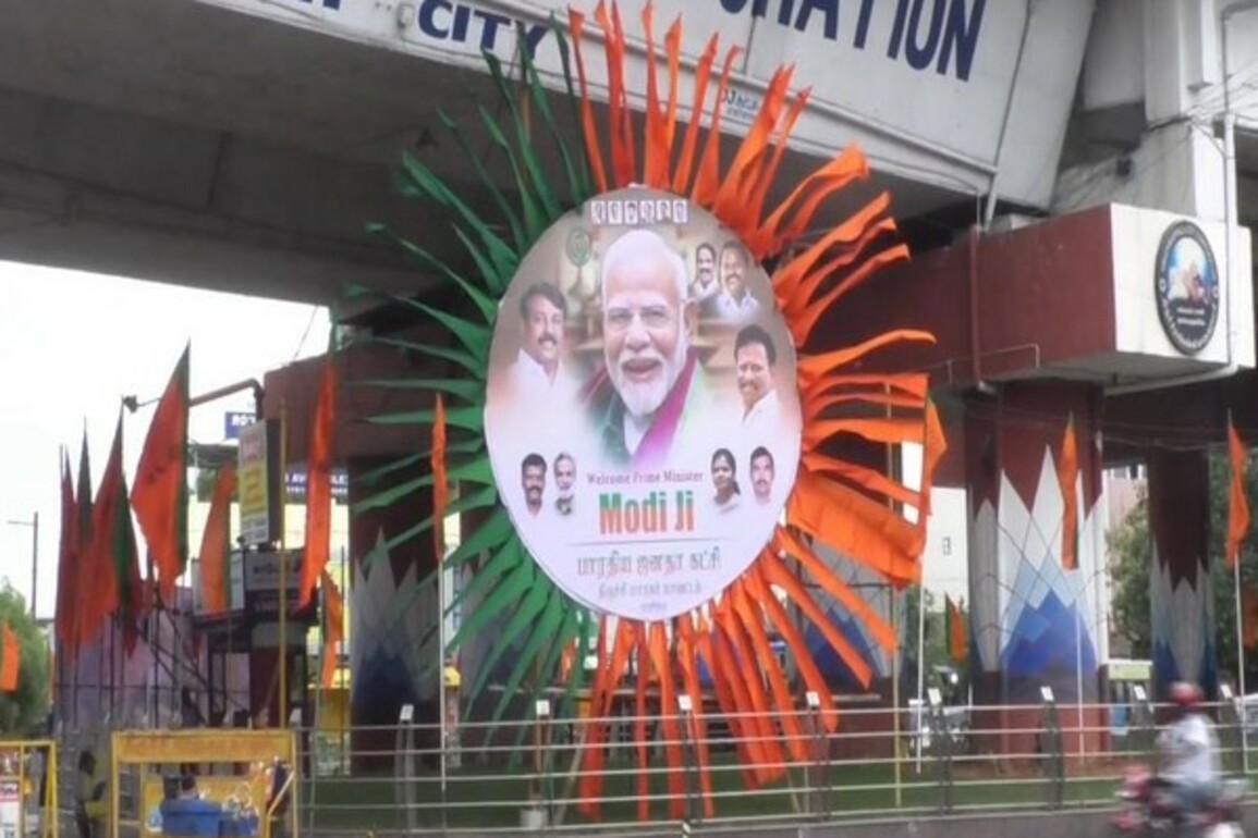 Tamil Nadu: Posters, BJP flags put up across Tiruchirappalli ahead of PM Modi's visit