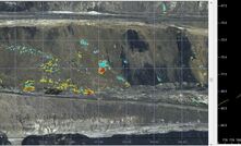 Screenshot of 3D Laser Mapping's SITEMONITOR LIVE +SLOPES showing areas of displacement on a steep face at a mine