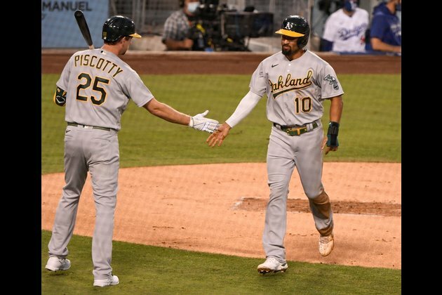 A's top Dodgers behind Laureano's 9th-inning homer