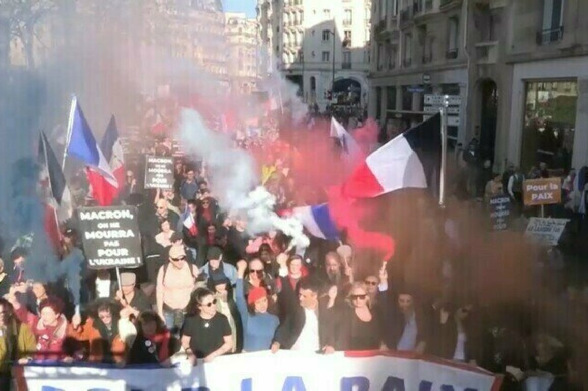 Thousands protest in Paris against Macrons defense policies 