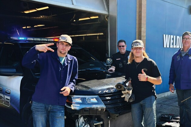 Wash. high school welding students help modify police cruisers for training