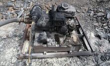 The fire-damaged water pump.