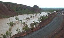  7-Mile Creek in flow after a cyclone