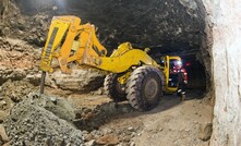 A hydraulic breaker at Alrosa's Aikhal underground mine