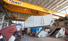 A large-width banana screen in Joest’s Kempton Park facility that is destined for a colliery in South Africa