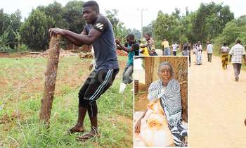 Abatuuze nga bakuula ssehhenge Mukalazi gwe yabadde abugirizza ku ttaka ly’omutuuze. Mu katono, ye nnamukadde Hasifah Mbuubi omuggagga gwe yakoonera enju ye Abatuuze nga bakuula ssehhenge Mukalazi gwe yabadde abugirizza ku ttaka ly’omutuuze. Mu katono, ye nnamukadde Hasifah Mbuubi omuggagga gwe yakoonera enju ye
