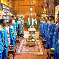 Meghalaya Governor felicitates Wushu cadets of Boys Sports Company, ARC
