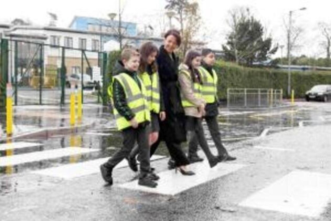 Kimmins views road safety pilot project at St Ita's Primary School