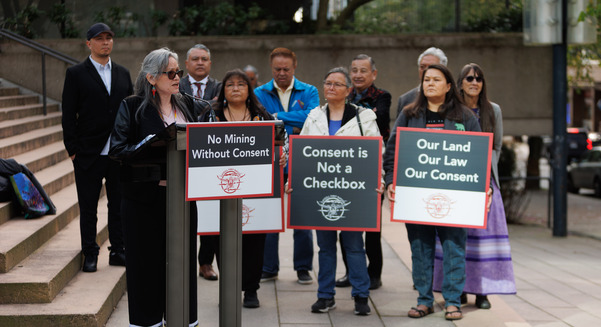 Xatśūll First Nation protests the Mount Polley expansion.