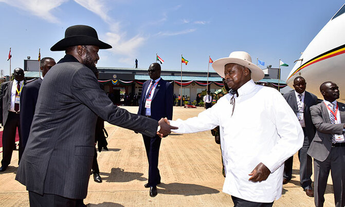 Museveni in Juba for peace celebration day Museveni in Juba for peace celebration day