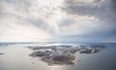 An aerial shot of the Diavik diamond mine in Canada