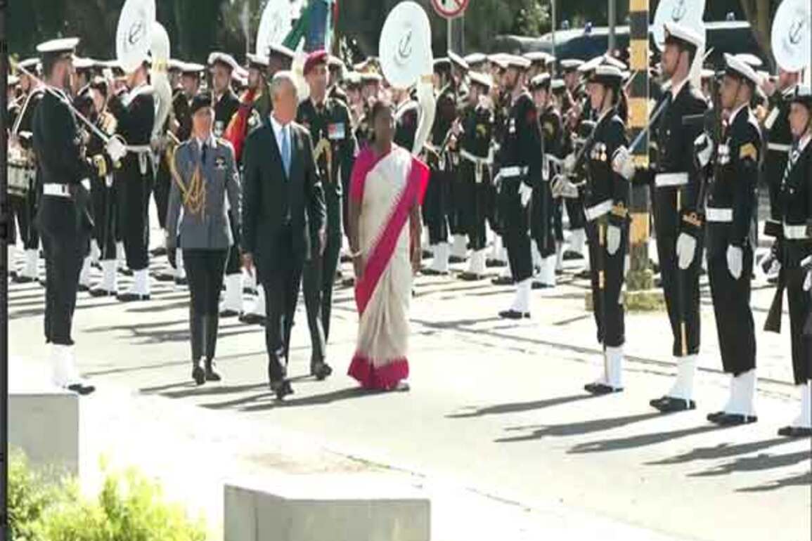 President Murmu recieves Guard of Honour in Lisbon