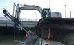  A KLEMM KA 162 equipped with the KD 1215R hydraulic drifter mounted on an excavator being used on the Albert Canal, Belgium