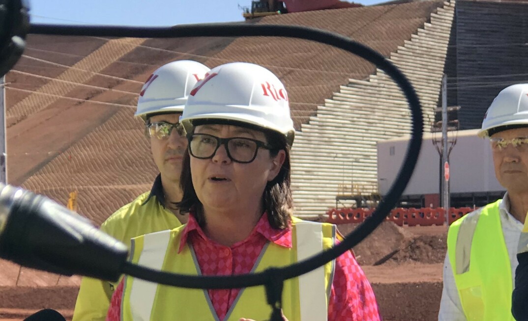 Federal Resources Minister Madeleine King speaking in the Pilbara.