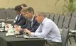  Santos drilling and completions GM Geoff Atherton (second from right) among his colleagues addressing the NT frac inquiry panel in Darwin with colleagues.