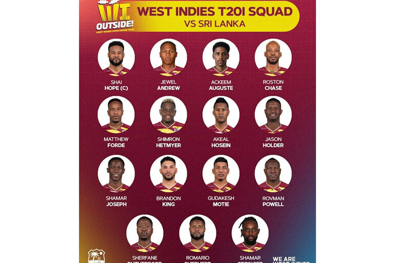 Cricket West Indies announces squad for T20 series against Sri Lanka in Jamaica
