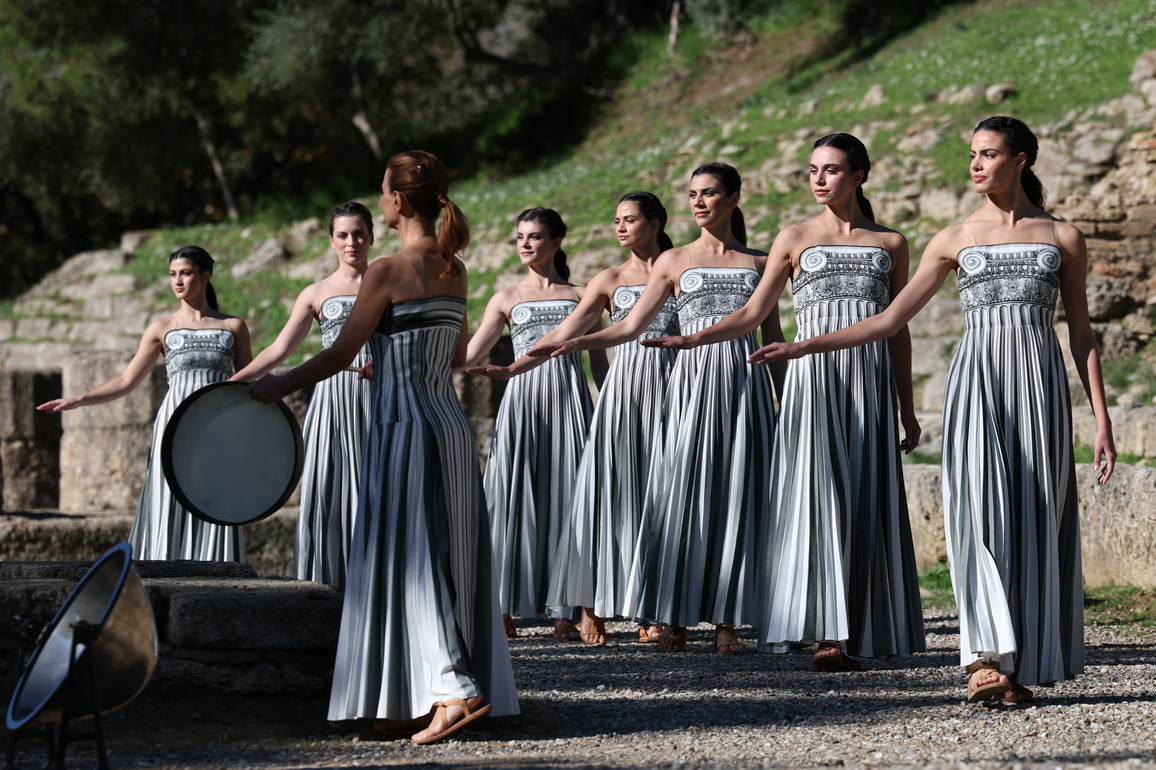 (SP)GREECE-ANCIENT OLYMPIA-MILAN-CORTINA 2026-FLAME LIGHTING CEREMONY-REHEARSAL