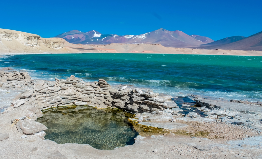 Laguna Verde green lake in Atacama desert, Chile.