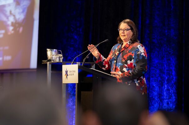 Madeleine King speaking at a recent CCIWA breakfast. Photo: PS Smile Productions.