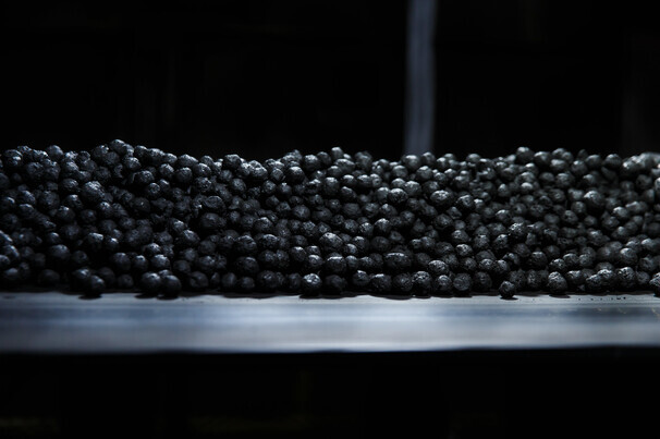 Iron ore pellets at Metinvest site.