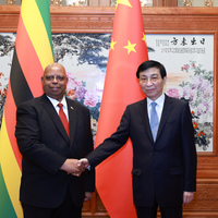 CHINA-BEIJING-WANG HUNING-ZIMBABWEAN PARLIAMENT SPEAKER-MEETING (CN)