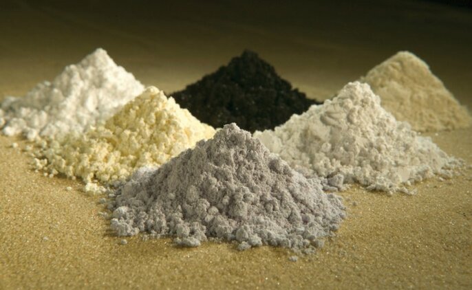 Rare earth oxides of gadolinium, praseodymium, cerium, samarium, lanthanum, and neodymium. Photo: USDA ARS