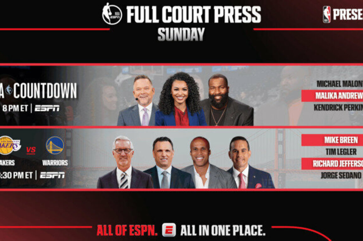 ESPN's 2025 NBA Preseason Schedule Starts This Sunday with Los Angeles Lakers vs. Golden State Warriors Game