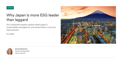 Japan overlooked as leader in ESG 