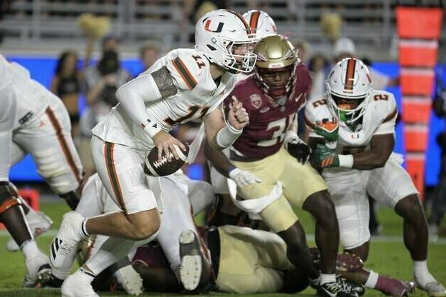Carson Beck tosses 4 TD passes to lift No. 3 Miami over No. 18 Florida State
