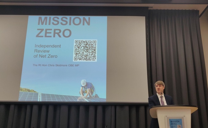 Chris Skidmore speaking at the launch of the Net Zero Review 
